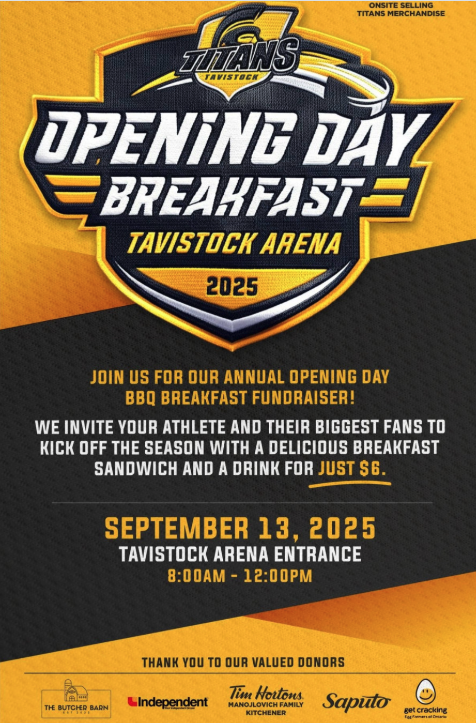 Tavistock Minor Hockey Opening Day Breakfast